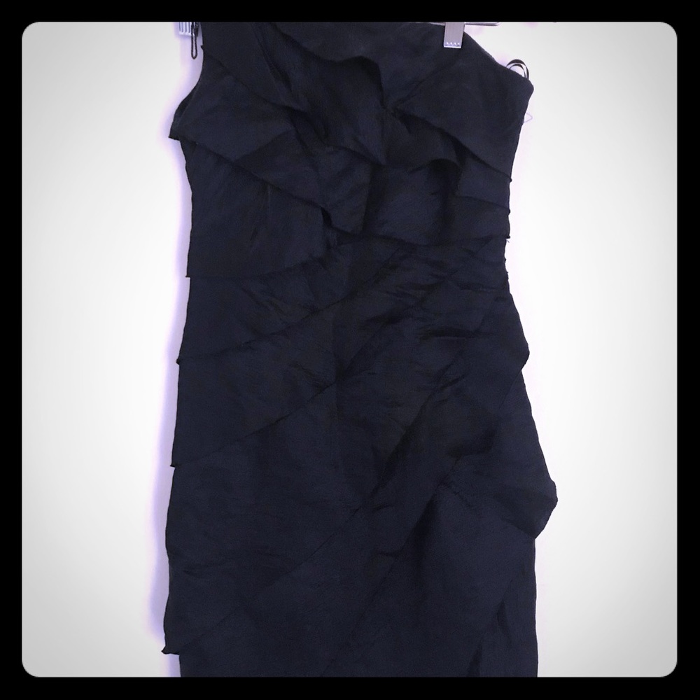 Off the shoulder black ruffled dress